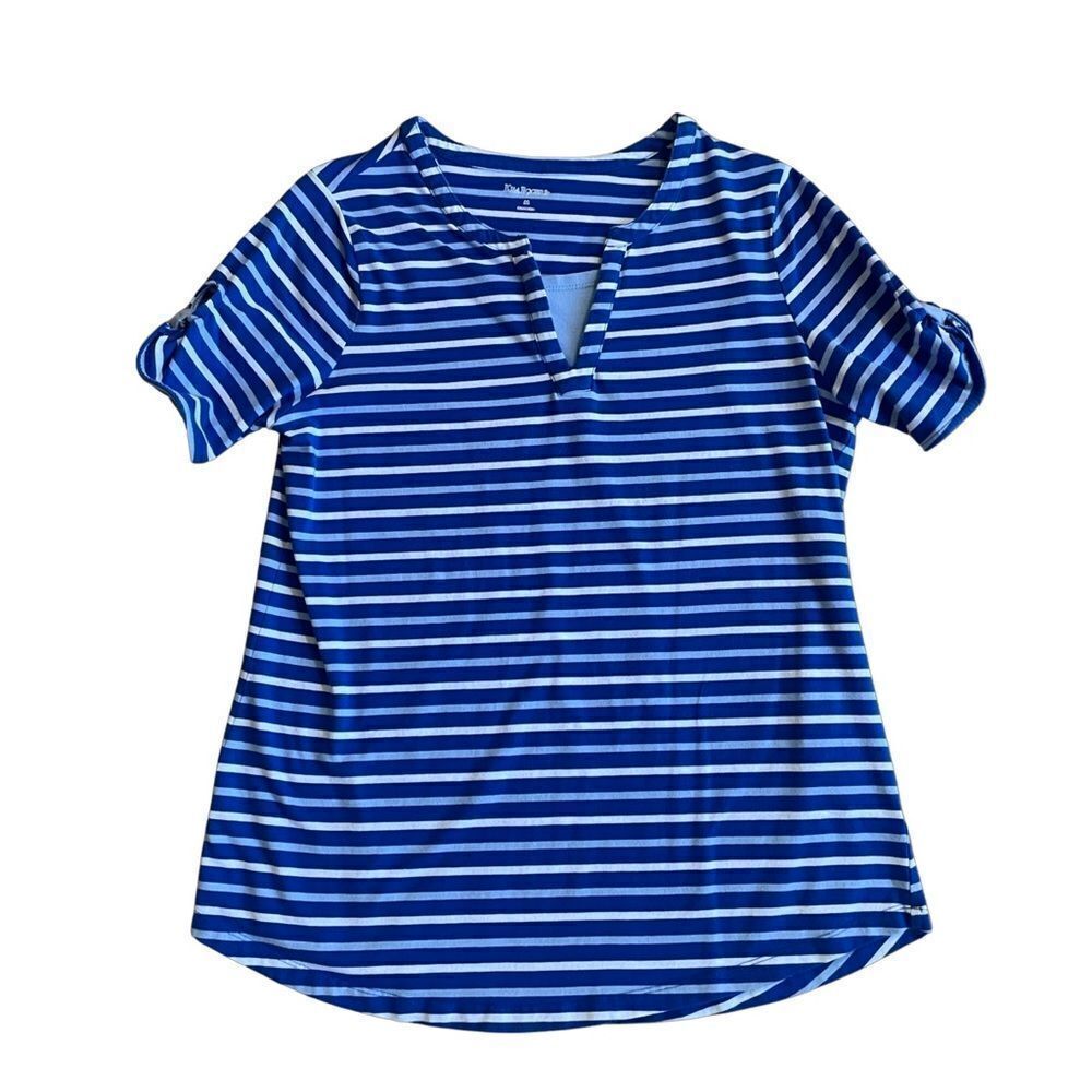 Kim Rogers Blue & White Striped Cotton T-Shirt - Size Medium
